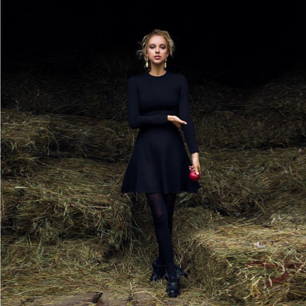 Pure Classic Long Sleeve Black Dress